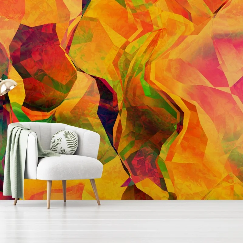 Papier peint composition abstraite aux couleurs chaudes – Wallnifity®
