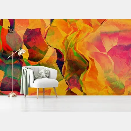Papier peint composition abstraite aux couleurs chaudes – Wallnifity®
