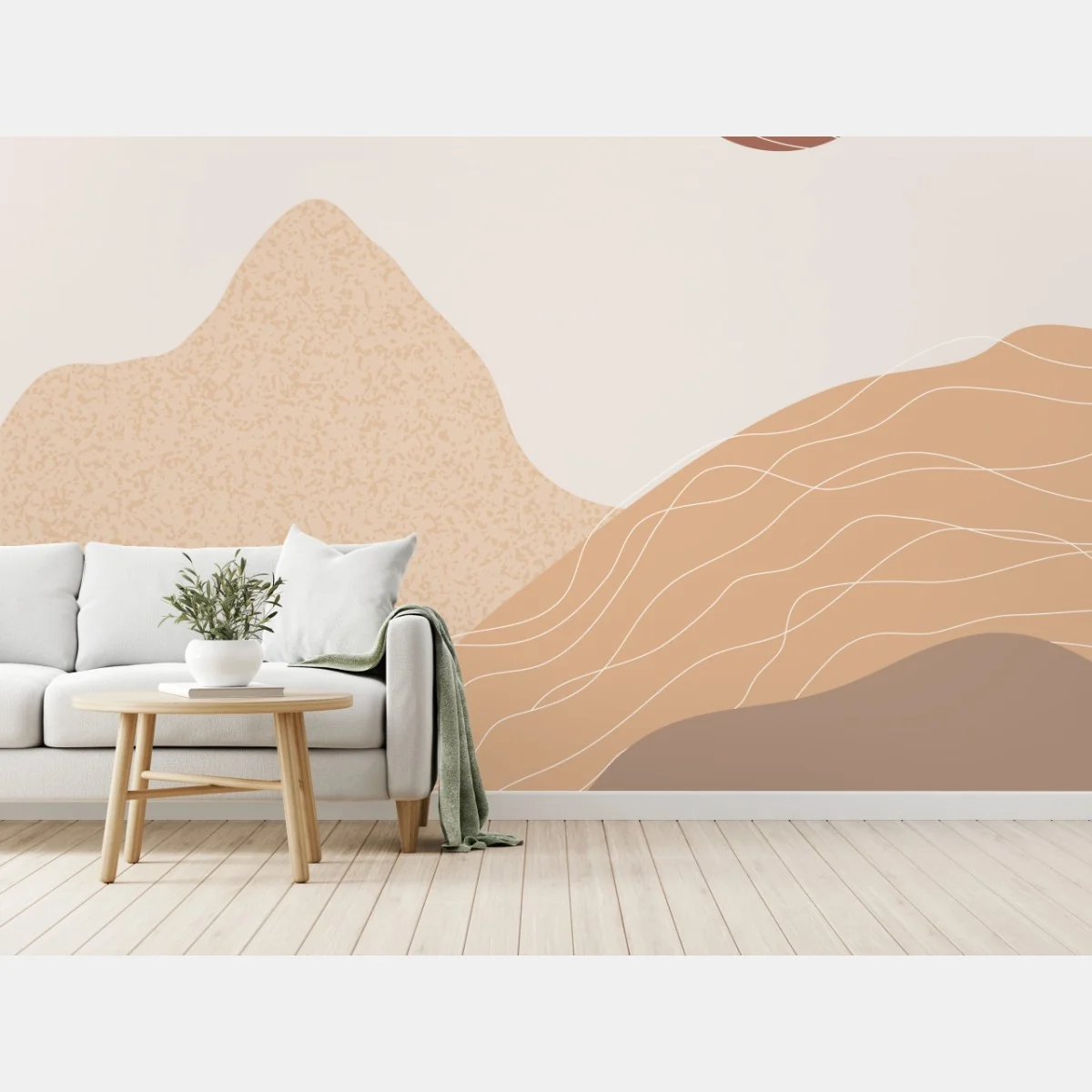 Papier peint paysage abstrait aux tons terre et lignes ondulées – Wallnifity® Papier peint paysage abstrait aux tons terre et lignes ondulées – Wallnifity®