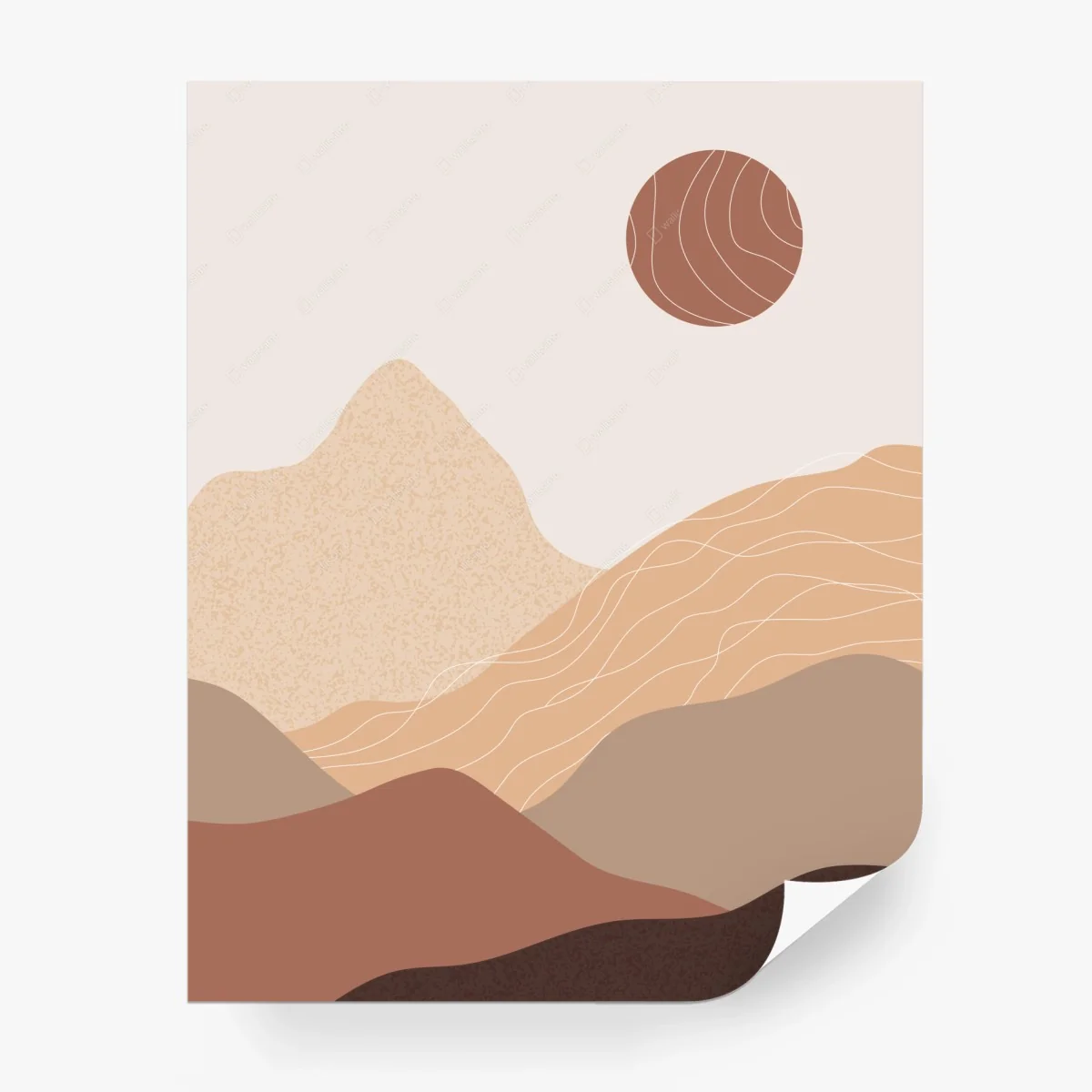 Papier peint paysage abstrait aux tons terre et lignes ondulées – Wallnifity® Papier peint paysage abstrait aux tons terre et lignes ondulées – Wallnifity®