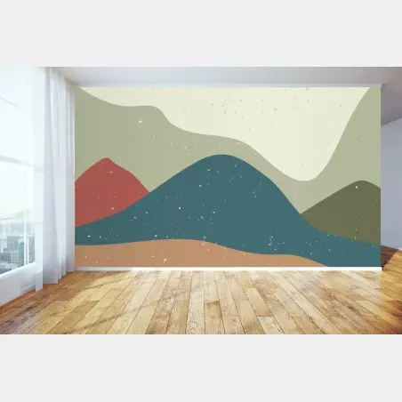 Papier peint paysage montagnard abstrait façon japonaise – Wallnifity®