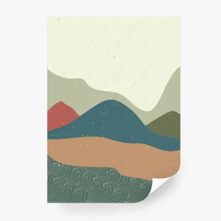 Papier peint paysage montagnard abstrait façon japonaise – Wallnifity®