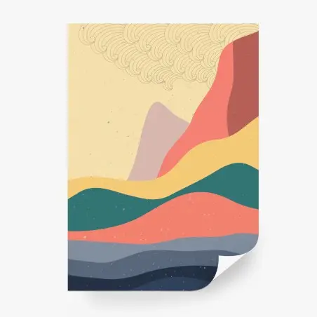 Papier peint paysage montagne abstrait d'inspiration japonaise – Wallnifity®