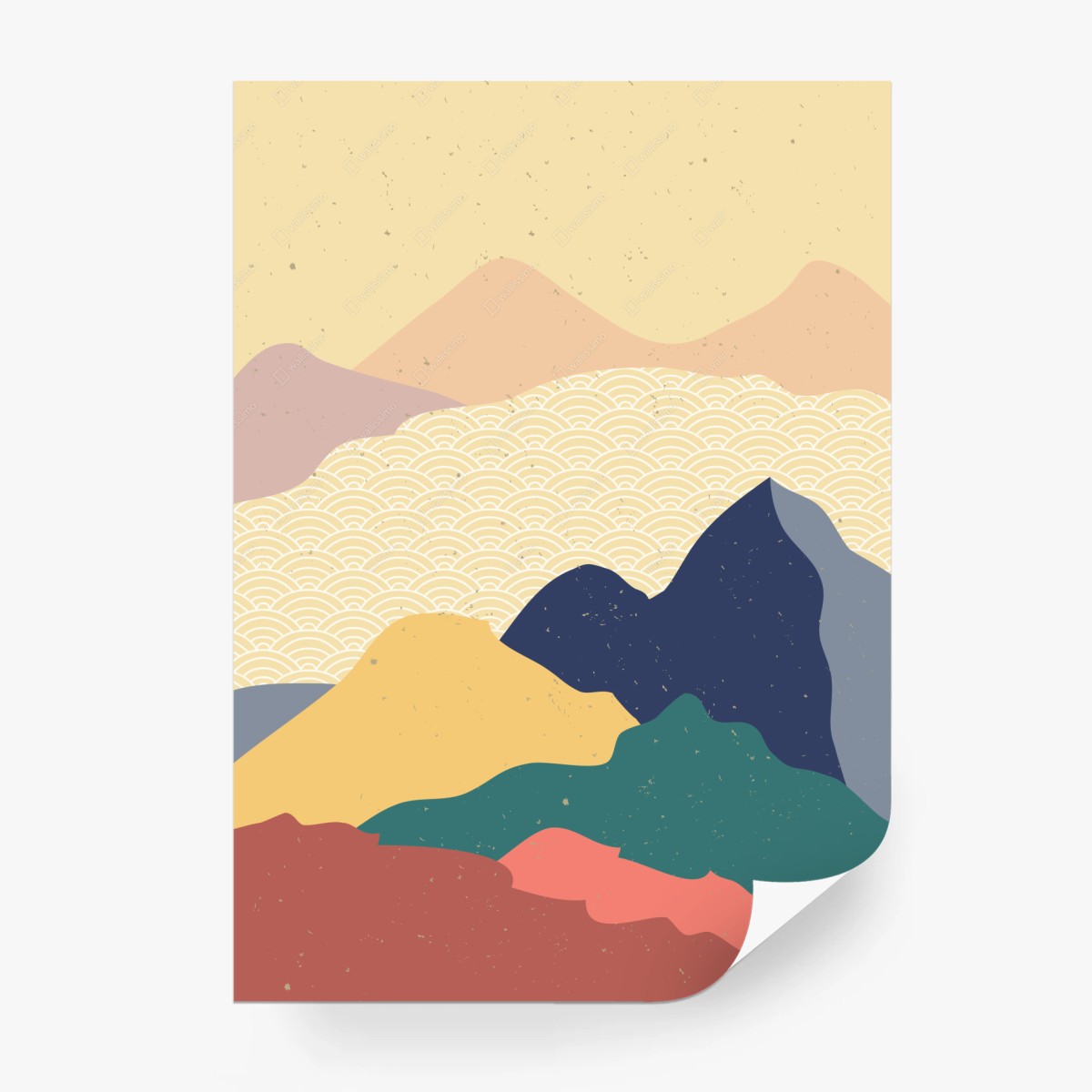 Papier peint paysage montagnard abstrait d'inspiration japonaise – Wallnifity®