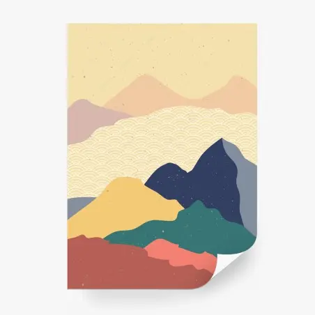 Papier peint paysage montagnard abstrait d'inspiration japonaise – Wallnifity®