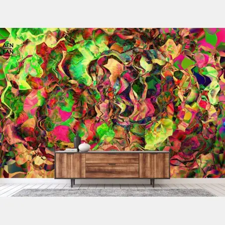 Papier peint explosion psychédélique en mosaïque kaléidoscopique – Wallnifity®