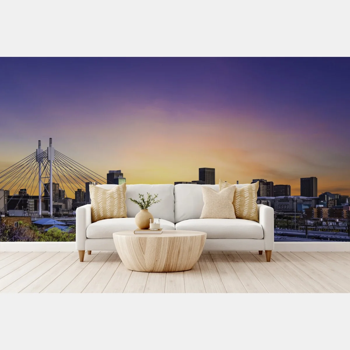 Papier peint pont Nelson Mandela et skyline de Johannesburg au crépuscule – Wallnifity® Papier peint pont Nelson Mandela et skyline de Johannesburg au crépuscule – Wallnifity®