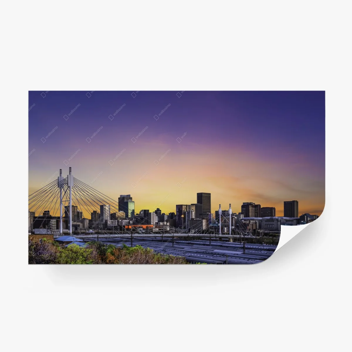 Papier peint pont Nelson Mandela et skyline de Johannesburg au crépuscule – Wallnifity® Papier peint pont Nelson Mandela et skyline de Johannesburg au crépuscule – Wallnifity®