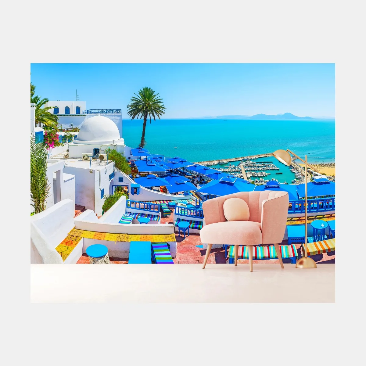 Papier peint vue panoramique sur la mer à Sidi Bou Saïd – Wallnifity® Papier peint vue panoramique sur la mer à Sidi Bou Saïd – Wallnifity®
