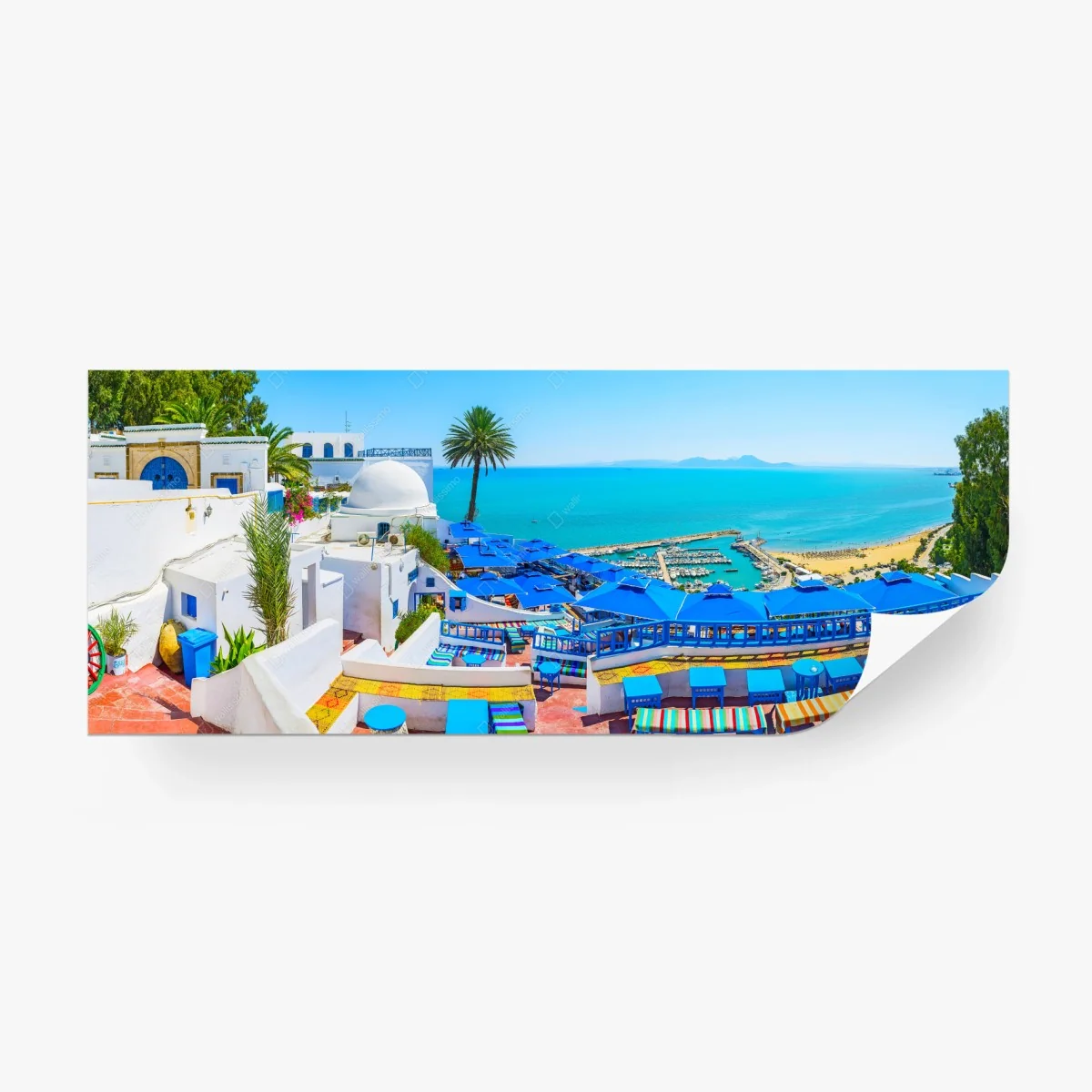 Papier peint vue panoramique sur la mer à Sidi Bou Saïd – Wallnifity® Papier peint vue panoramique sur la mer à Sidi Bou Saïd – Wallnifity®