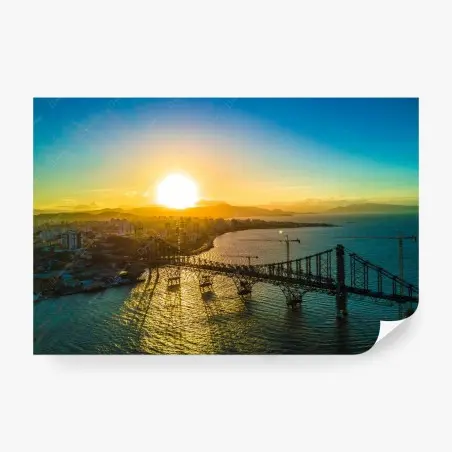 Papier peint pont au coucher de soleil sur la côte – Wallnifity®