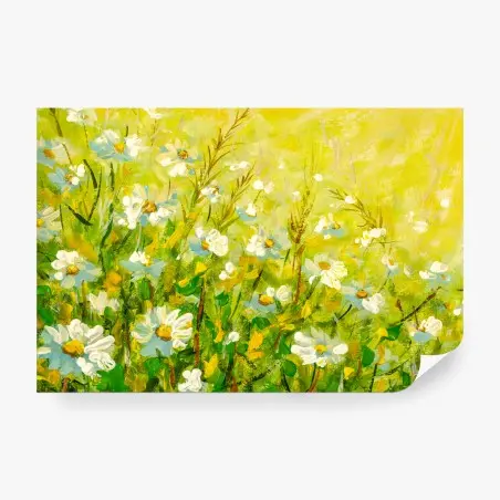 Papier peint champ de camomille ensoleillé – Wallnifity®