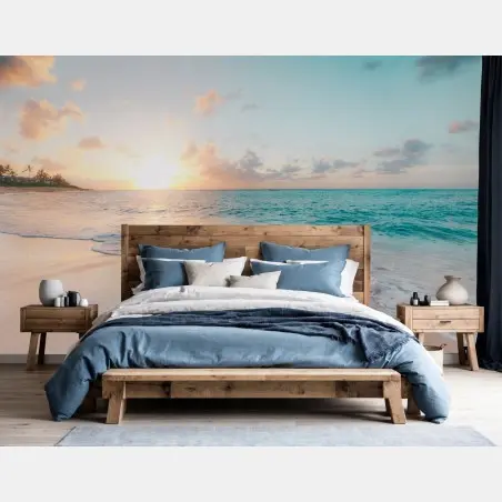 Papier peint coucher de soleil tropical sur la plage – Wallnifity®