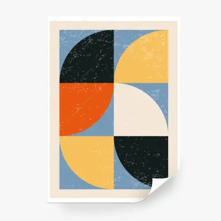 Papier peint composition géométrique rétro aux demi-cercles colorés – Wallnifity®