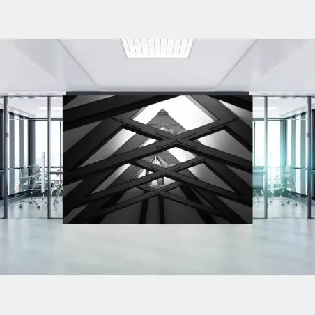 Papier peint composition géométrique métallique en perspective – Wallnifity®