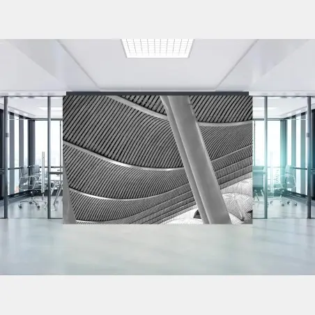 Papier peint plafond ondulé abstrait en noir et blanc – Wallnifity®