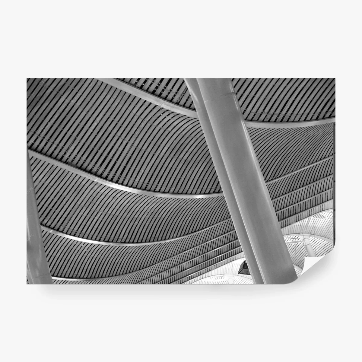 Papier peint plafond ondulé abstrait en noir et blanc – Wallnifity®