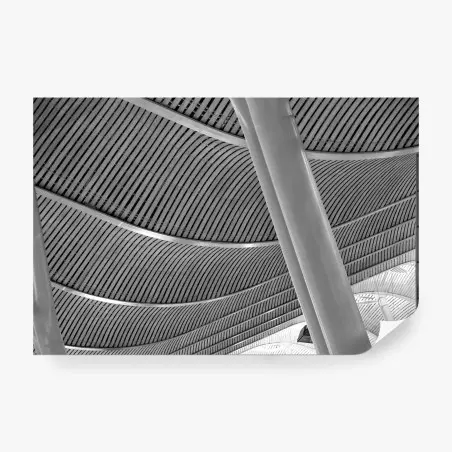 Papier peint plafond ondulé abstrait en noir et blanc – Wallnifity®