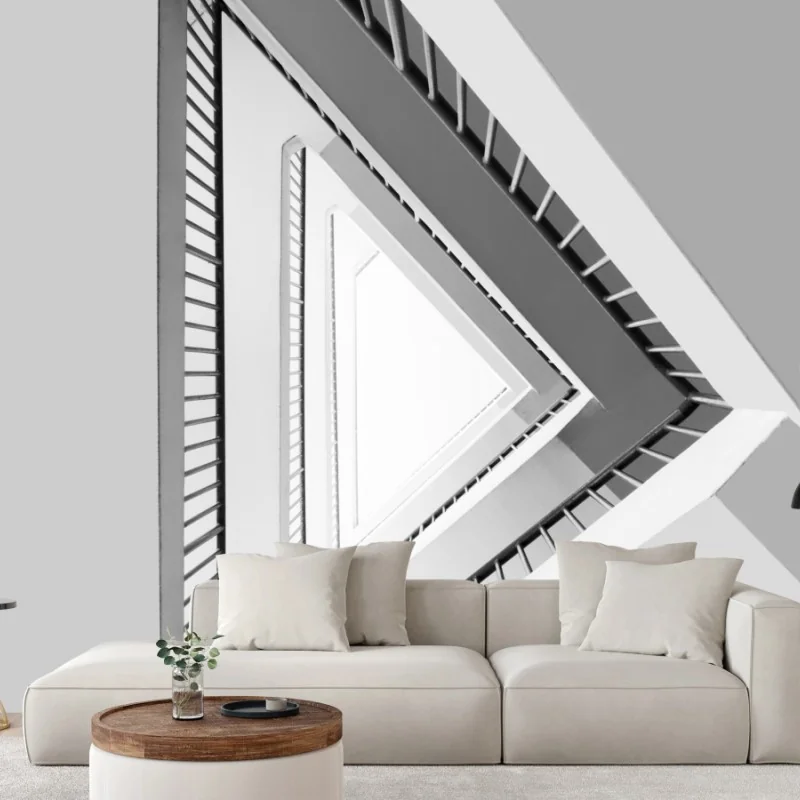 Papier peint perspective géométrique d'escalier triangulaire – Wallnifity® Papier peint perspective géométrique d'escalier triangulaire – Wallnifity®