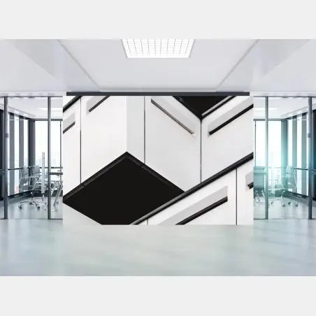 Papier peint composition géométrique minimaliste en noir et blanc – Wallnifity®