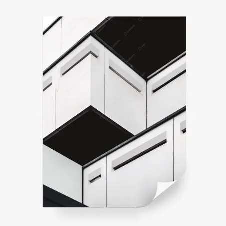 Papier peint composition géométrique minimaliste en noir et blanc – Wallnifity®