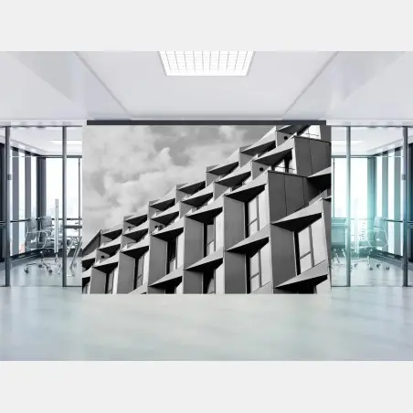 Papier peint façade géométrique monochrome – Wallnifity®