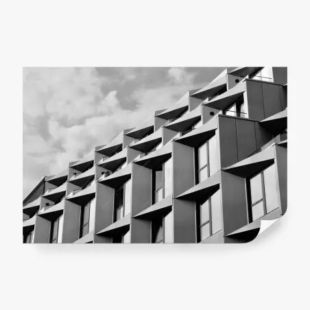 Papier peint façade géométrique monochrome – Wallnifity®