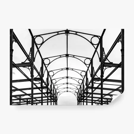 Papier peint charpente métallique symétrique en perspective – Wallnifity®