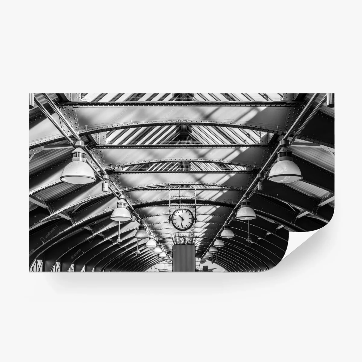 Papier peint horloge centrale d'une gare en noir et blanc – Wallnifity® Papier peint horloge centrale d'une gare en noir et blanc – Wallnifity®