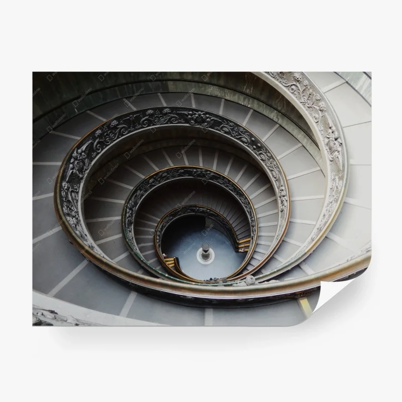 Papier peint escalier en colimaçon baroque vue plongeante – Wallnifity®