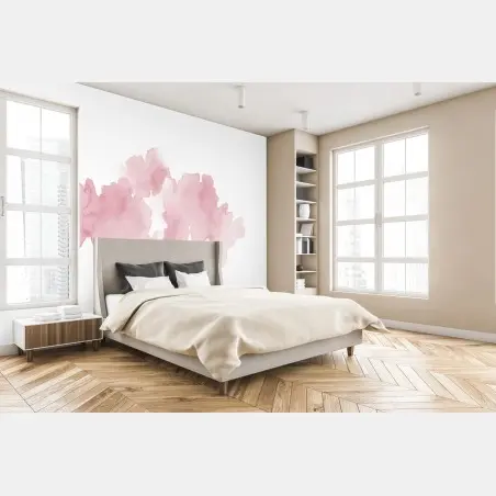Papier peint nuée florale aquarelle rose pastel – Wallnifity®