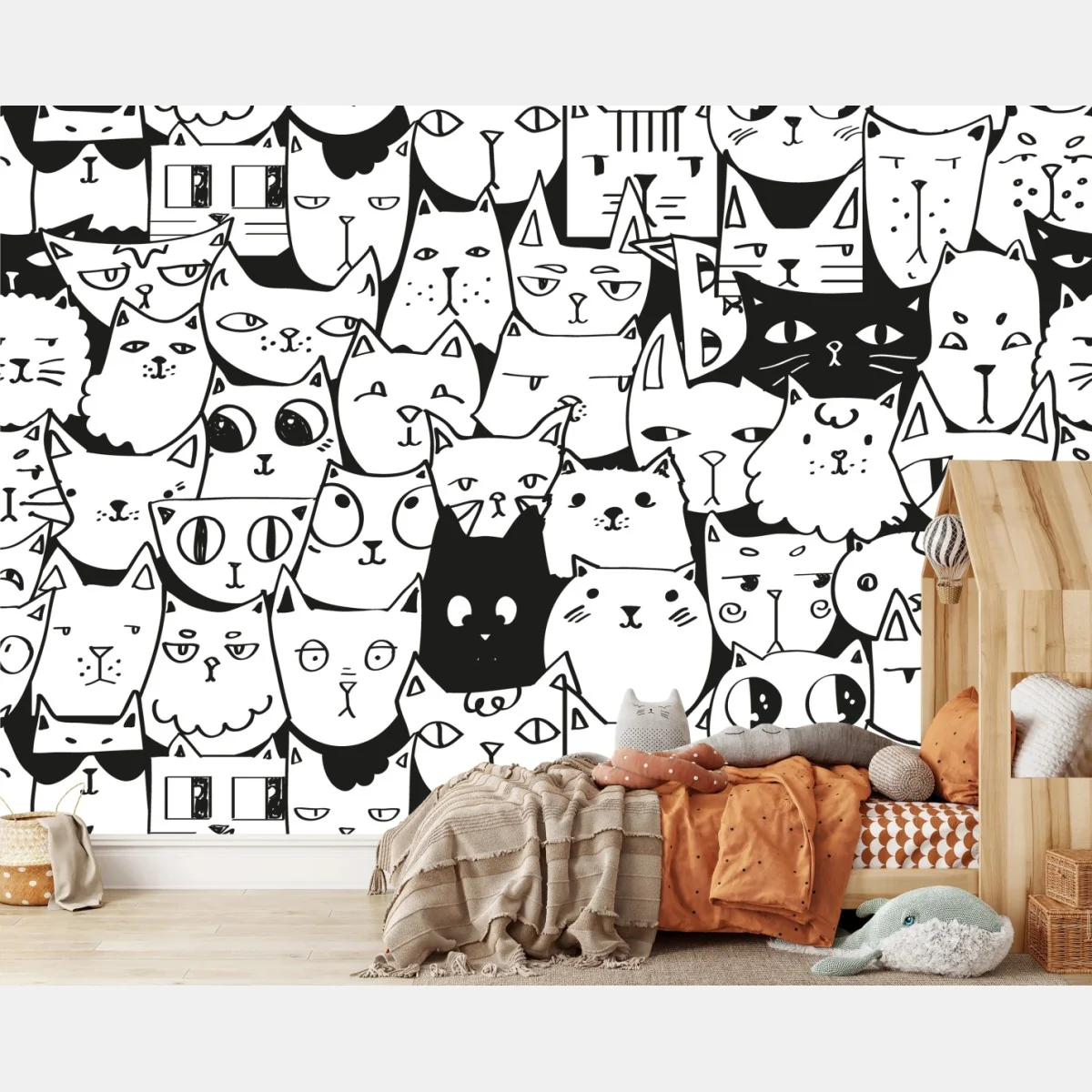 Papier peint motif chats noir et blanc portraits de félins stylisés – Wallnifity® Papier peint motif chats noir et blanc portraits de félins stylisés – Wallnifity®