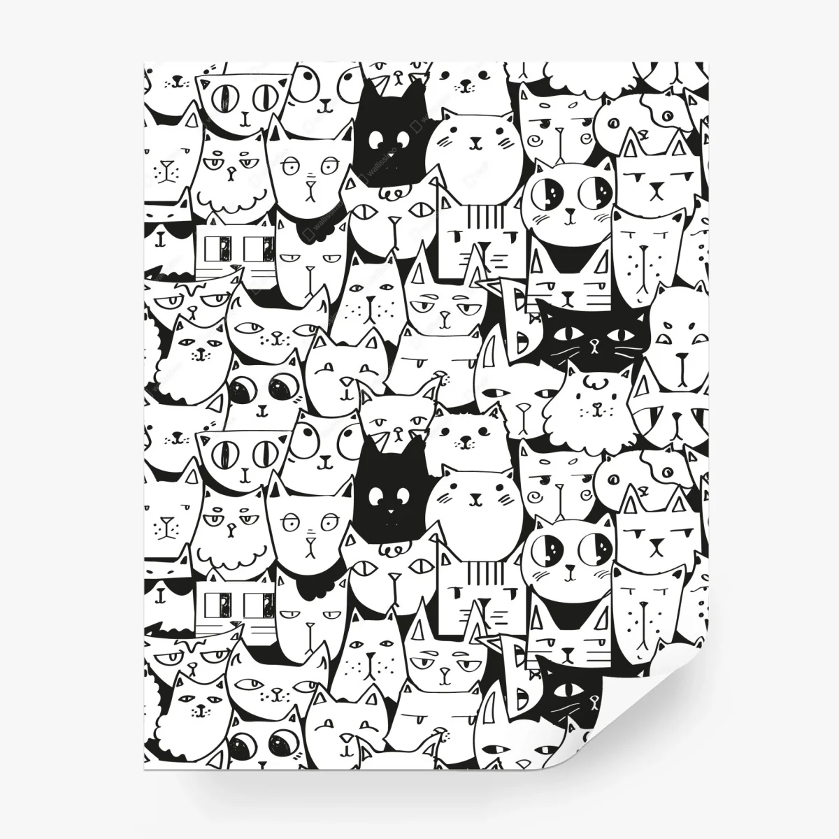 Papier peint motif chats noir et blanc portraits de félins stylisés – Wallnifity® Papier peint motif chats noir et blanc portraits de félins stylisés – Wallnifity®