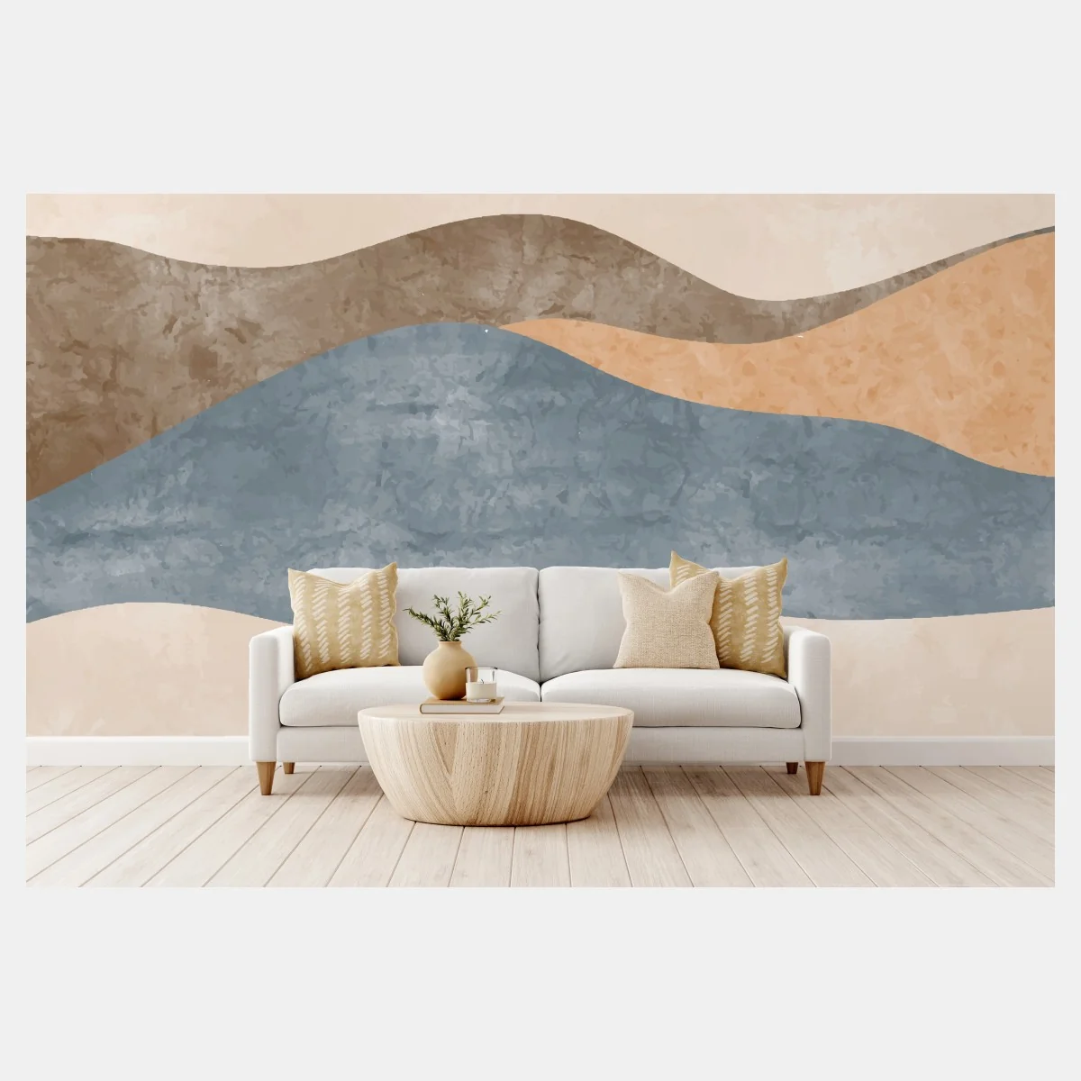Papier peint paysage abstrait en vagues aux tons naturels – Wallnifity® Papier peint paysage abstrait en vagues aux tons naturels – Wallnifity®