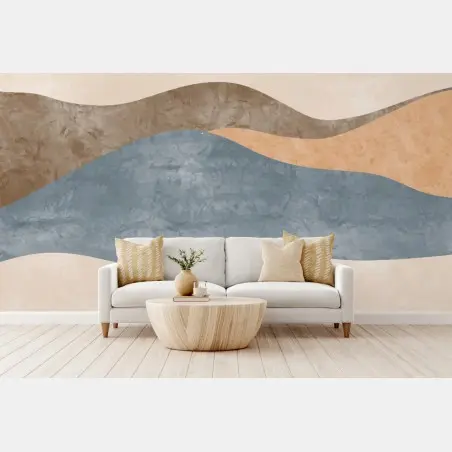 Papier peint paysage abstrait en vagues aux tons naturels – Wallnifity®
