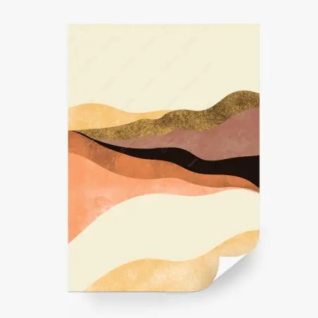 Papier peint paysage abstrait aux tons terreux et ondulés – Wallnifity®