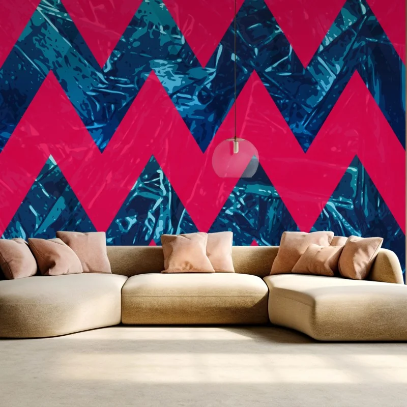 Papier peint motif chevron fuchsia et bleu métallisé – Wallnifity® Papier peint motif chevron fuchsia et bleu métallisé – Wallnifity®