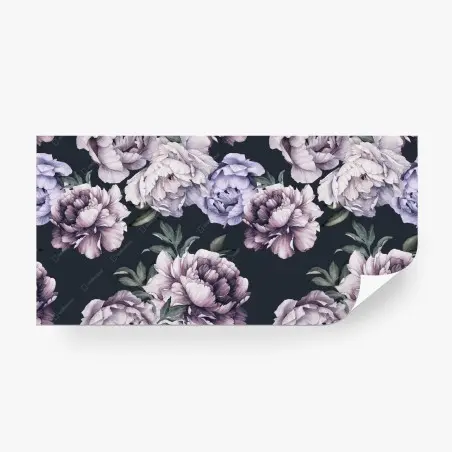 Papier peint motif de pivoines aquarelle sur fond sombre – Wallnifity®