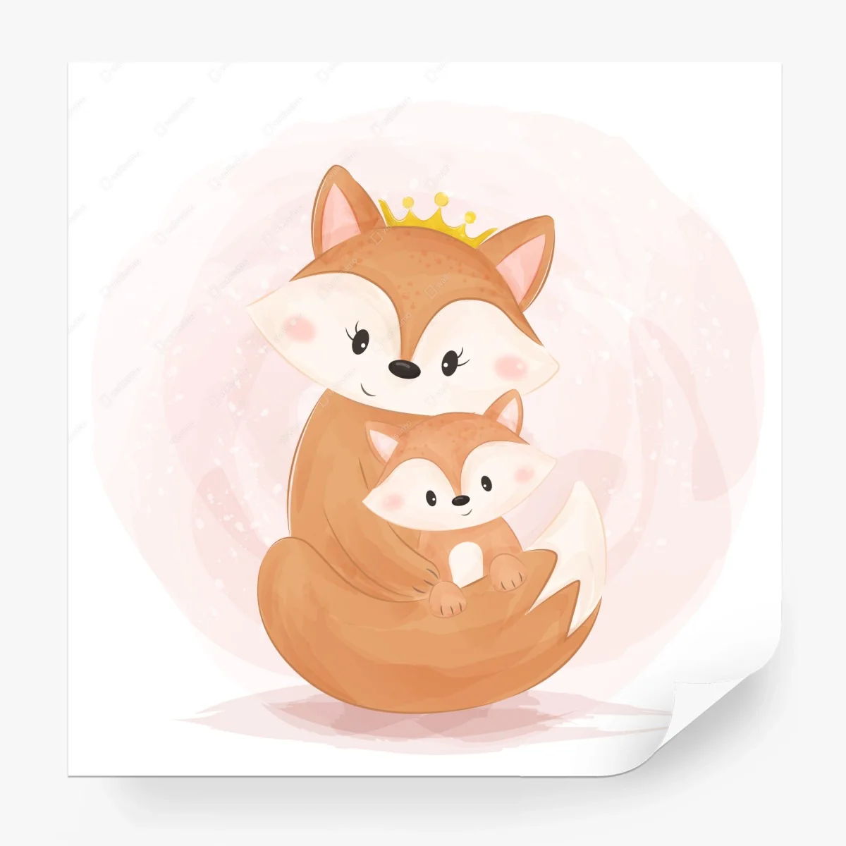 Papier peint maman renarde et son renardeau câlin – Wallnifity® Papier peint maman renarde et son renardeau câlin – Wallnifity®