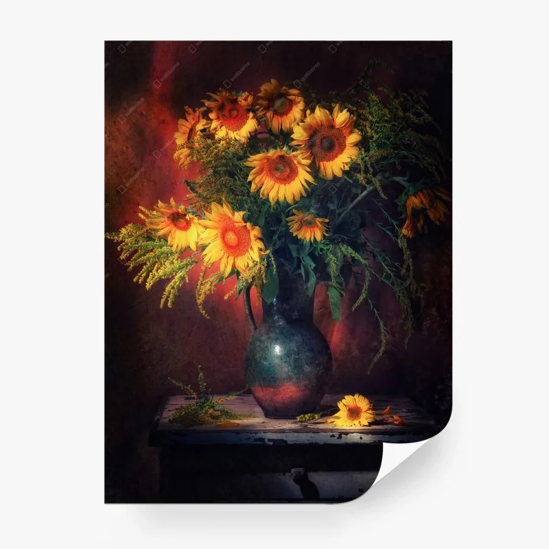 Papier peint nature morte aux tournesols dorés – Wallnifity® Papier peint nature morte aux tournesols dorés – Wallnifity®