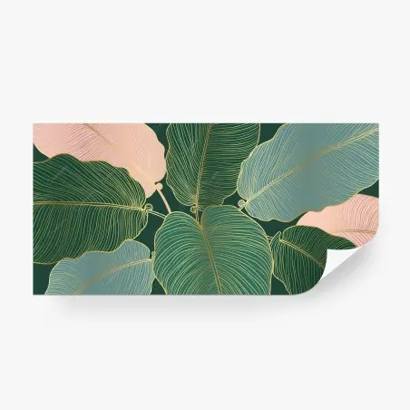 Papier peint motif botanique doré sur fond vert émeraude – Wallnifity®