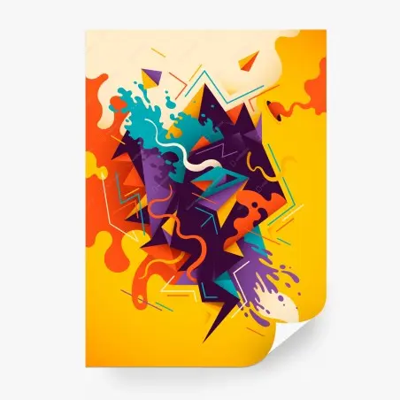 Papier peint composition géométrique abstraite aux couleurs vives et contrastées – Wallnifity®
