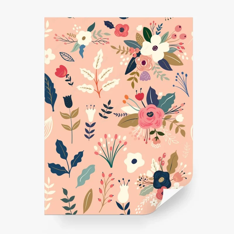 Papier peint motif floral romantique sur fond rose pâle – Wallnifity®