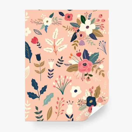 Papier peint motif floral romantique sur fond rose pâle – Wallnifity®