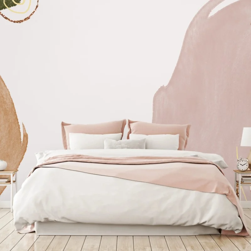 Papier peint composition botanique abstraite aux tons pastel et dorés – Wallnifity® Papier peint composition botanique abstraite aux tons pastel et dorés – Wallnifity®