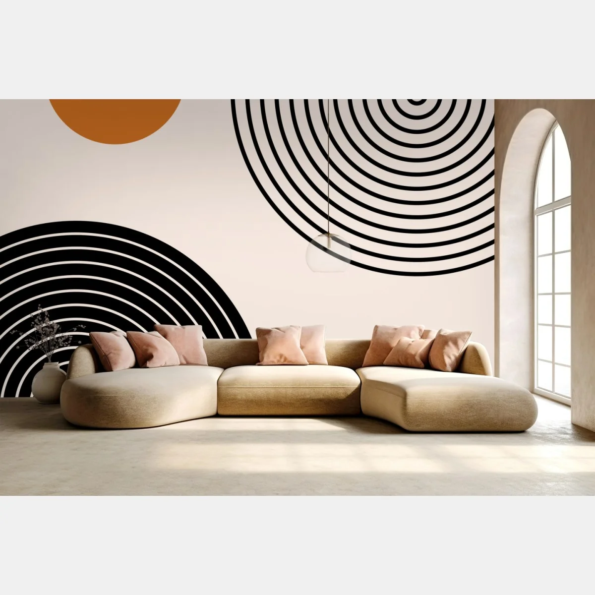 Papier peint motif géométrique minimaliste ocre et noir – Wallnifity® Papier peint motif géométrique minimaliste ocre et noir – Wallnifity®