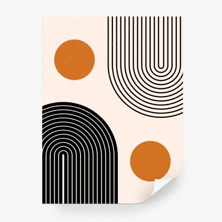 Papier peint motif géométrique minimaliste ocre et noir – Wallnifity®