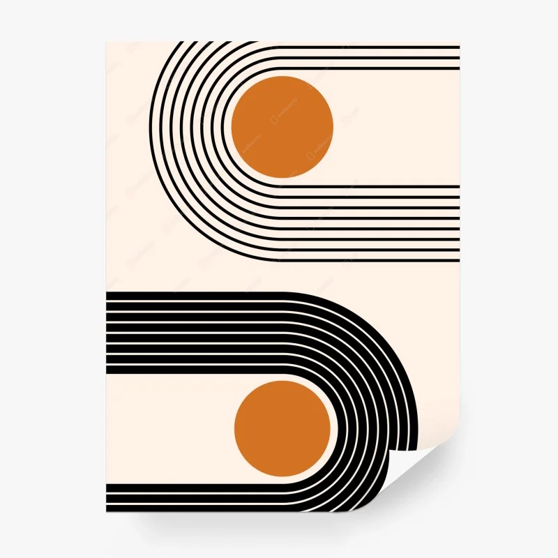 Papier peint composition géométrique rétro aux cercles orange – Wallnifity® Papier peint composition géométrique rétro aux cercles orange – Wallnifity®