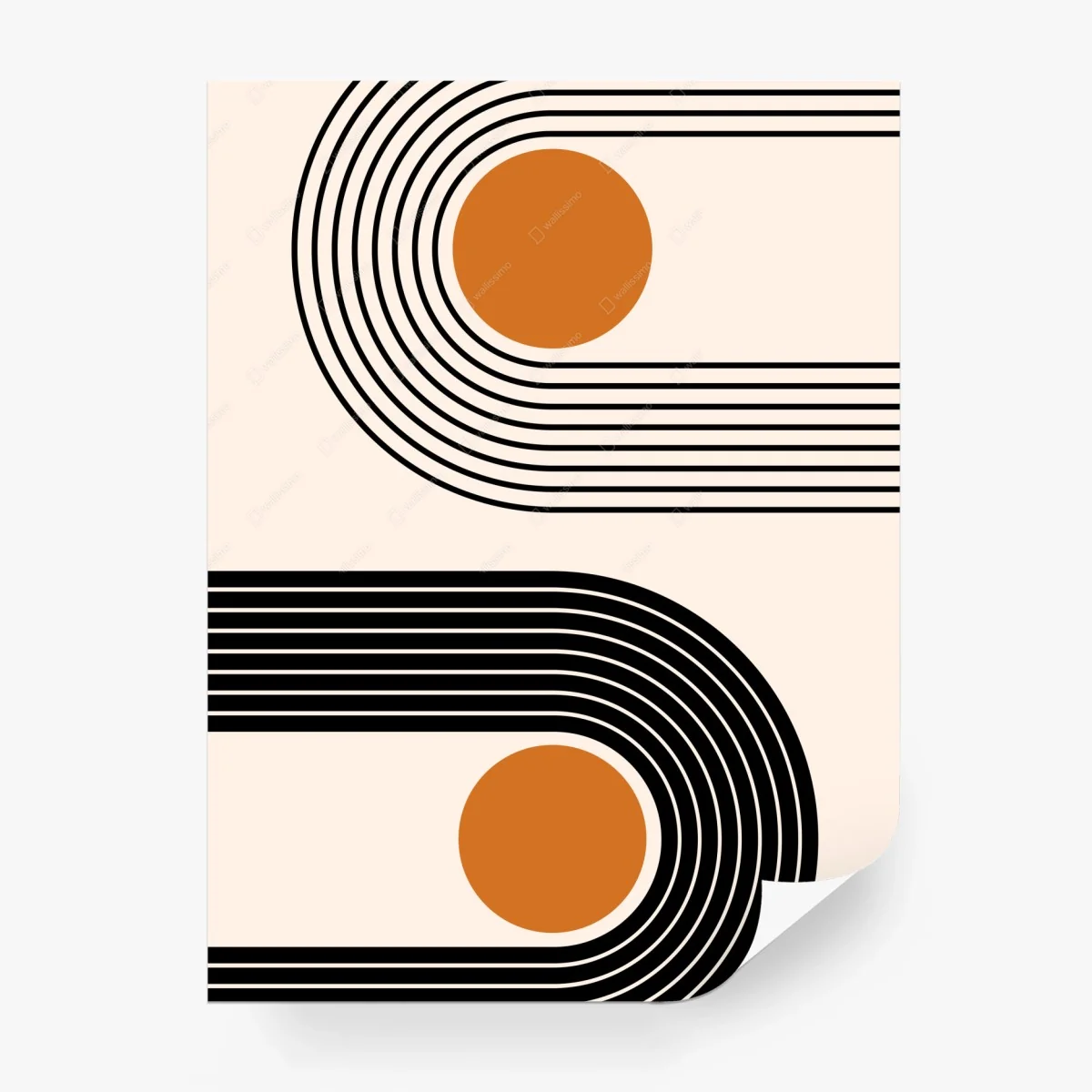 Papier peint composition géométrique rétro aux cercles orange – Wallnifity® Papier peint composition géométrique rétro aux cercles orange – Wallnifity®