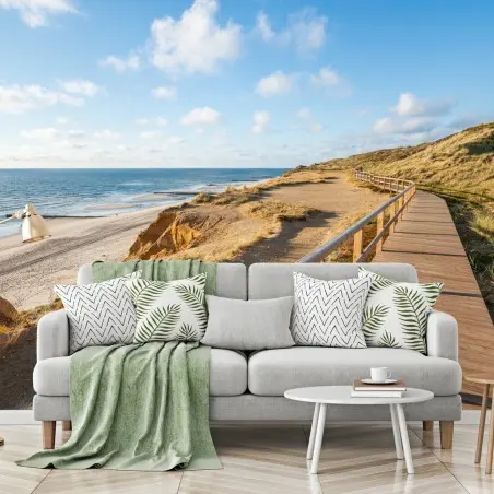 Papier peint chemin de planches au bord de la mer – Wallnifity®